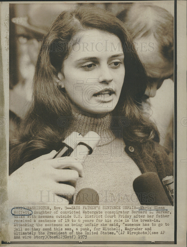 1973 Press Photo Maria Elena Moffett/Daughter Bernard L. Barker/Watergate - Historic Images