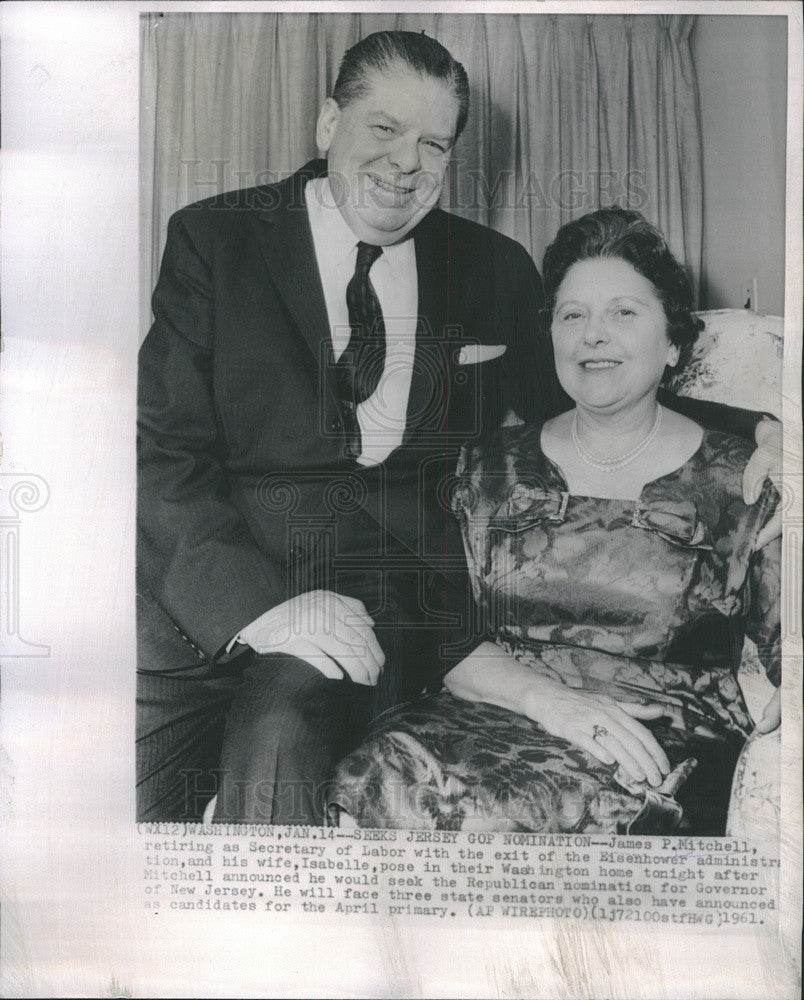 1961 Press Photo James P./Isabelle Mitchell/Secretary Labor/Governor Campaign - Historic Images