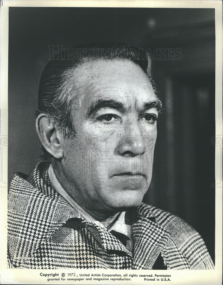 1972 Press Photo Anthony Quinn actor Across 110th Street - Historic Images