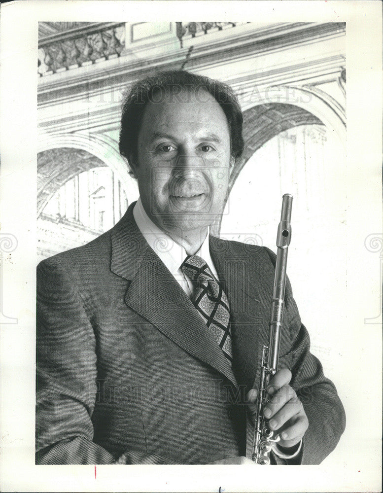 1989 Press Photo Flutist Jean-Pierre Rampal French Influential Classical Flute - Historic Images