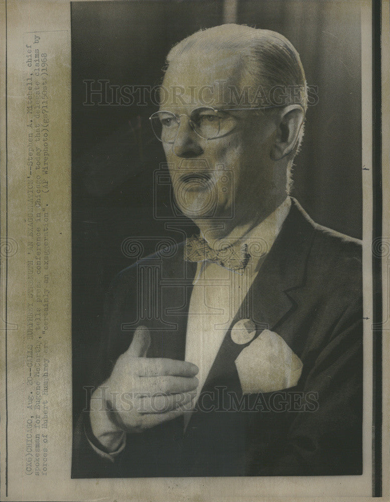 1968 Press Photo Stephen A. Mitchell, Chief Spokesman For Eugene McCarthy - Historic Images