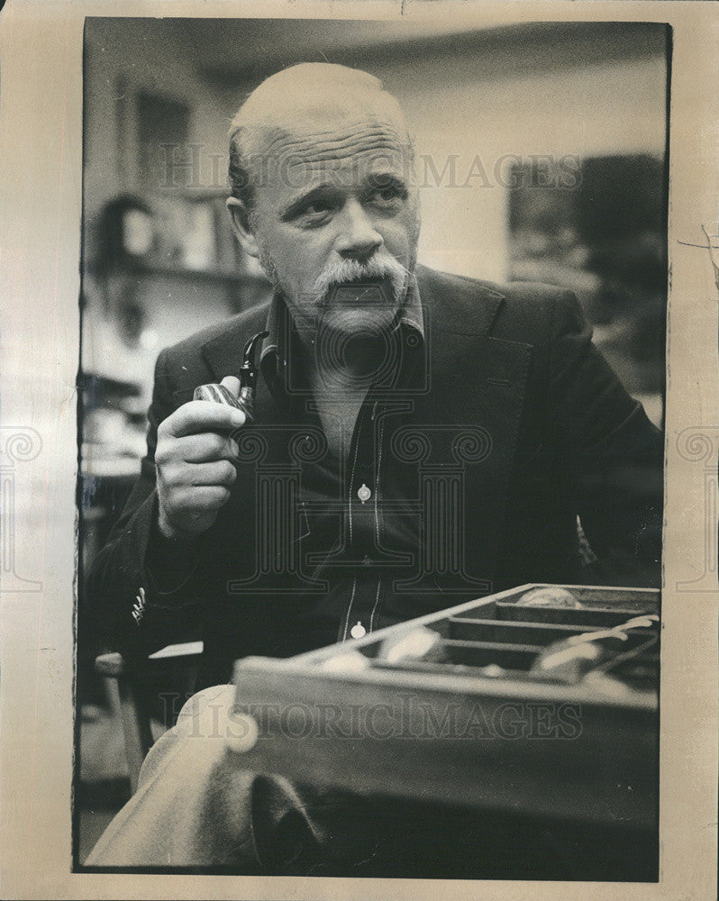 1976 Press Photo Erik Nording makes unique pipes - Historic Images