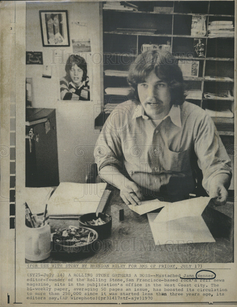 1970 Press Photo Editor and Publisher of Rolling Stone Magazine, Jann Wenner - Historic Images