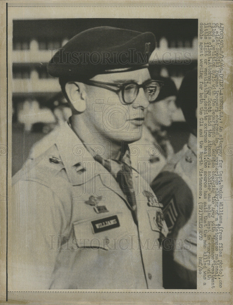 1969 Press Photo File Photo Capt Budge Williams, Special Forces - Historic Images