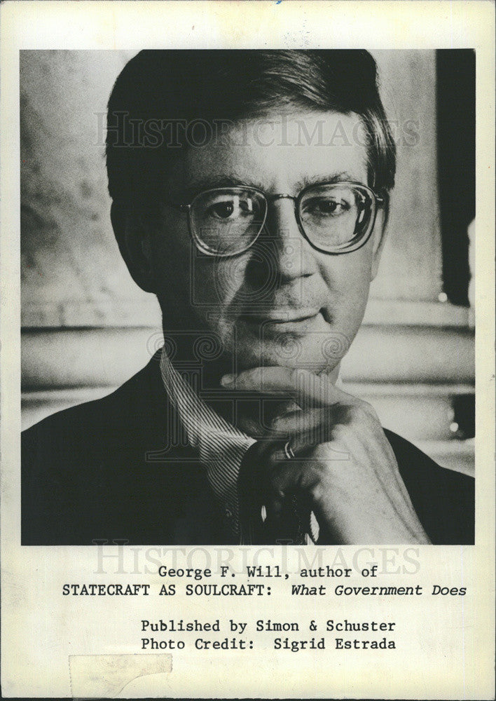 1983 Press Photo Author George F Will, Statecraft as Soulcraft - Historic Images