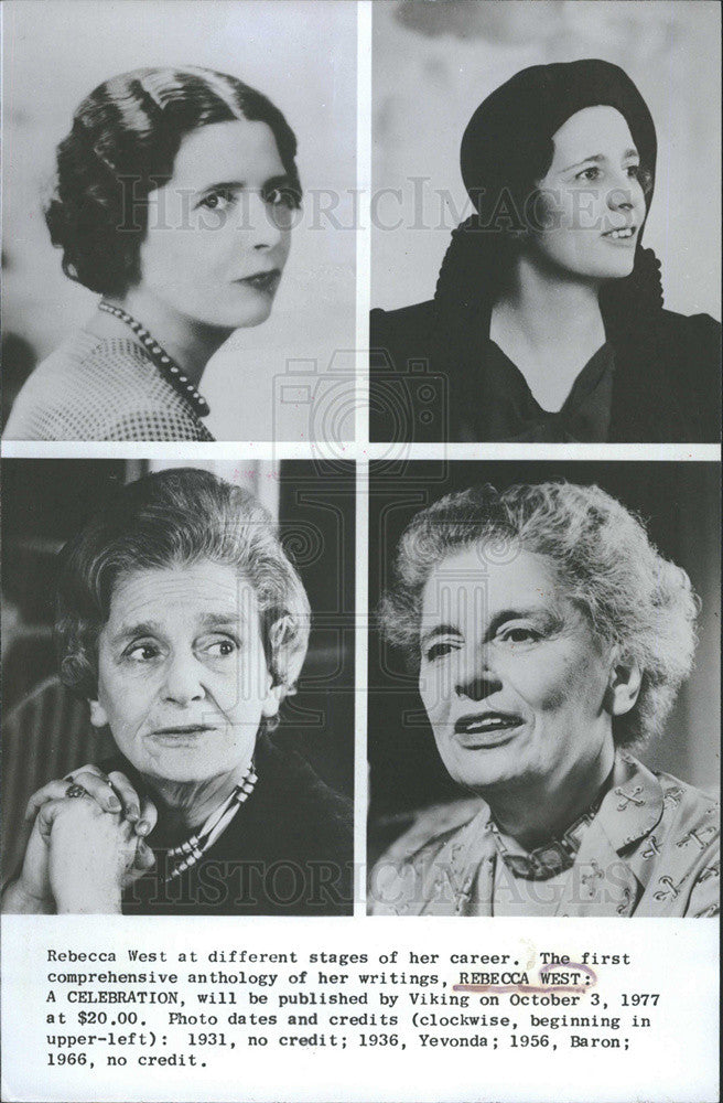 1977 Press Photo Rebecca West, Author, At Different Stages Of Her Career - Historic Images