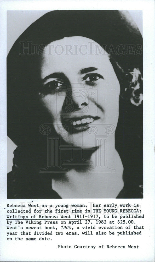 1982 Press Photo Author Rebecca West as a Young Woman - Historic Images