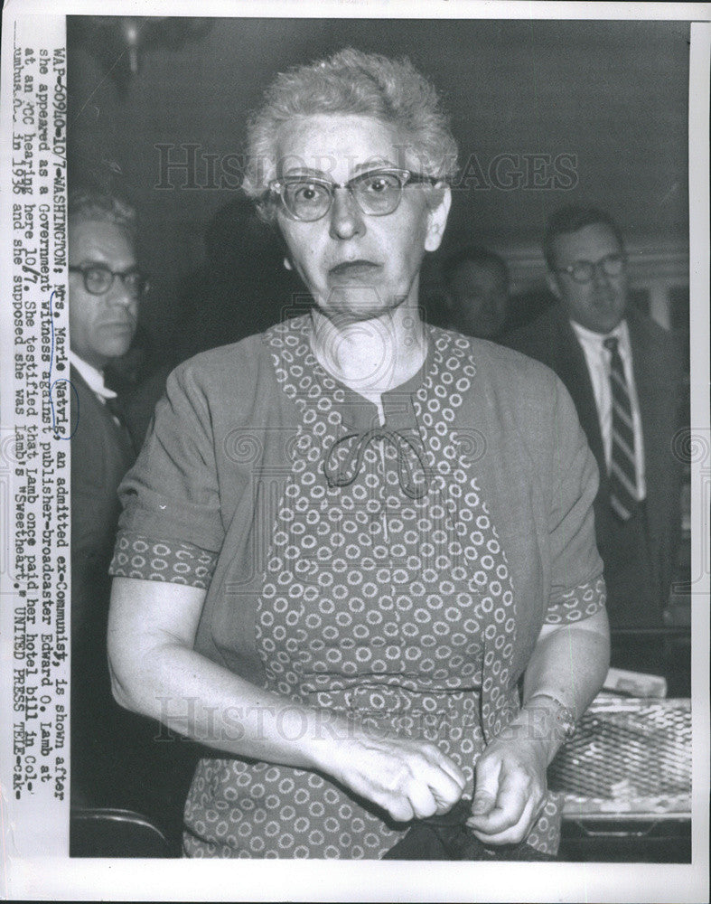 1954 Press Photo Ex-Communist Marie Natvig as Govt Witness Against Edward Lamb - Historic Images