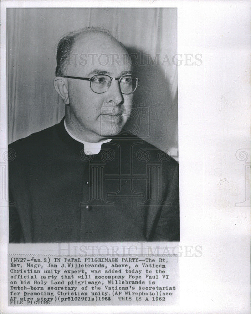 1962 Press Photo Rev Msgr Jan J Willebrands a Vatican Christian Unity Expert - Historic Images