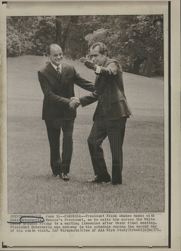 1972 Press Photo Mexican President Echeverria &amp; President Nixon in Washington - Historic Images