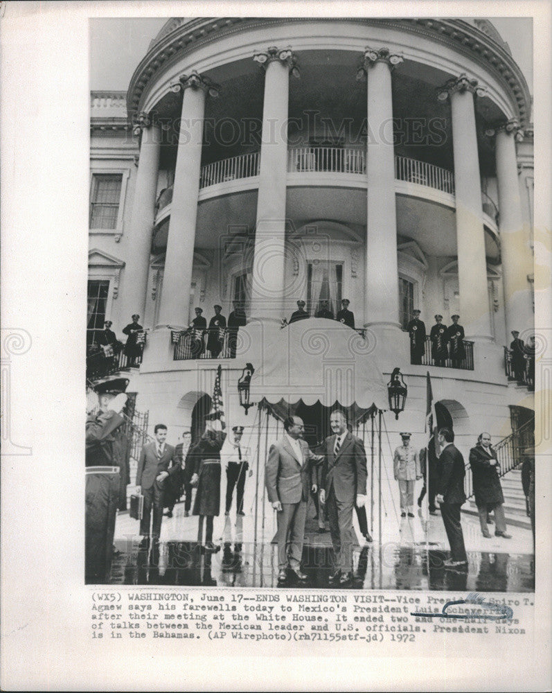 1972 Press Photo Mexican President Echeverria Bids Farewell to VP Agnew - Historic Images