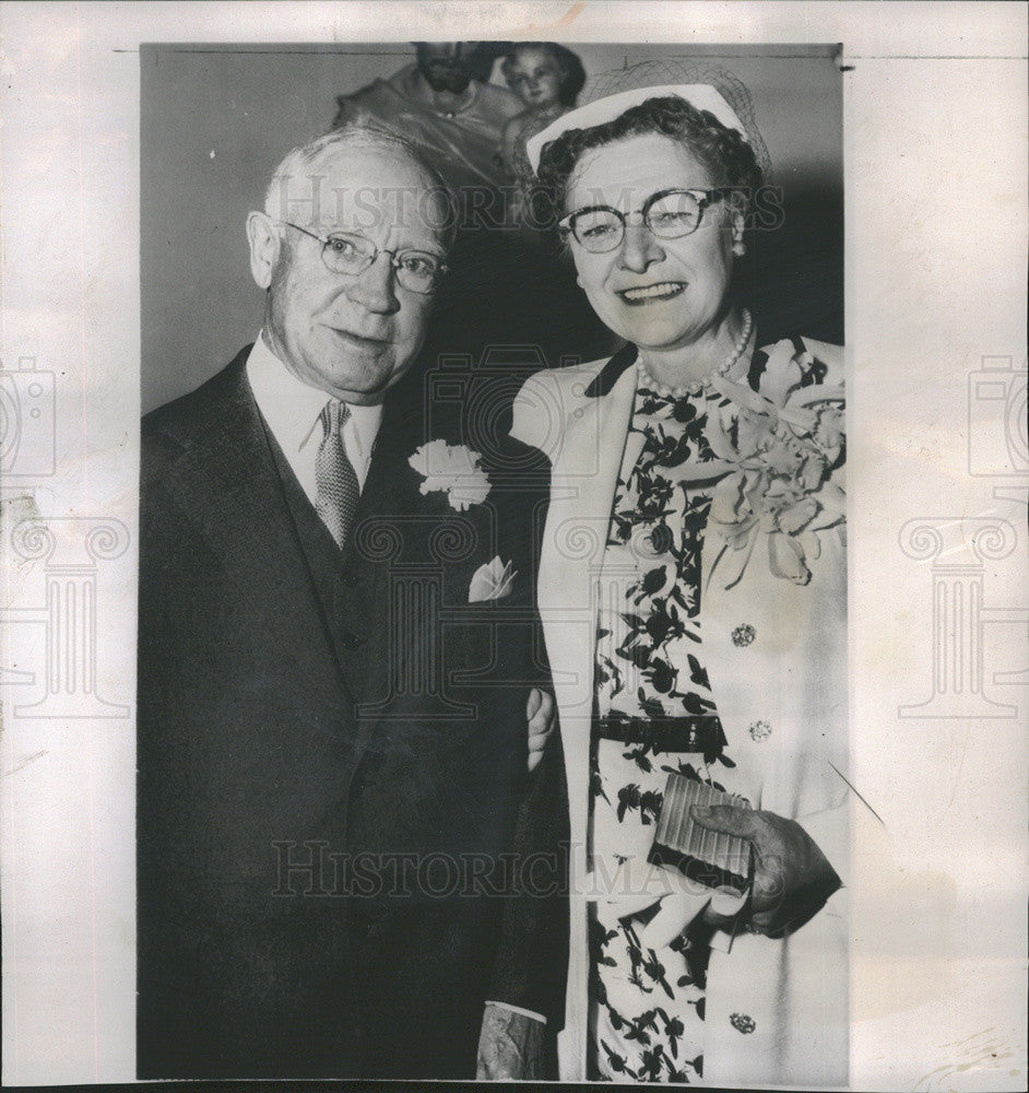 1953 Press Photo Newlyweds Chicago Socialite Percy B. Eckhart &amp; Bride Kathryn - Historic Images