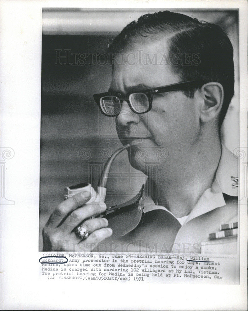 1971 Press Photo Maj. William Eckhardt, Army Prosecutor in Ernest Medina Case - Historic Images