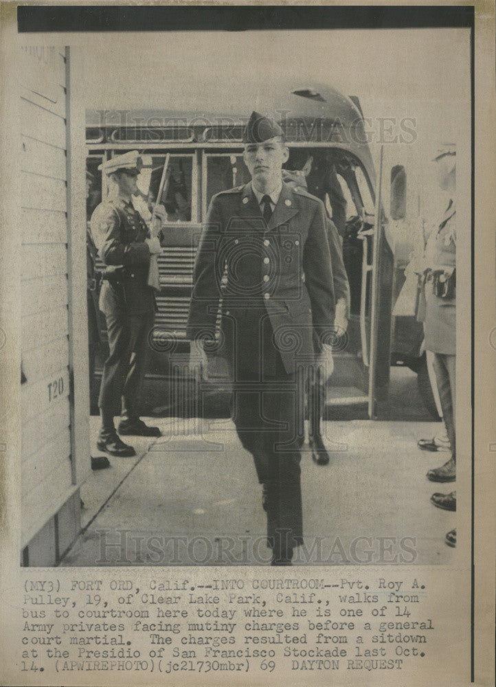 1969 Press Photo Private Roy Pulley Faces Court Marshal for Mutiny after Protest - Historic Images