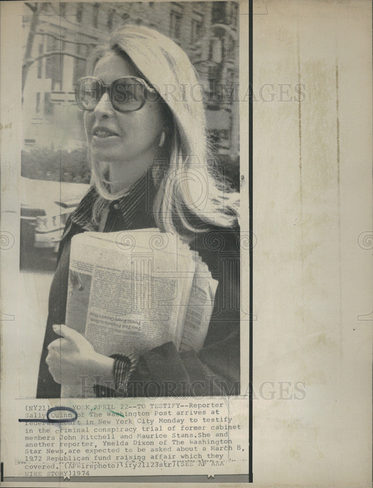 1974 Press Photo Washington Post Reporter Saly Quinn to testify - Historic Images