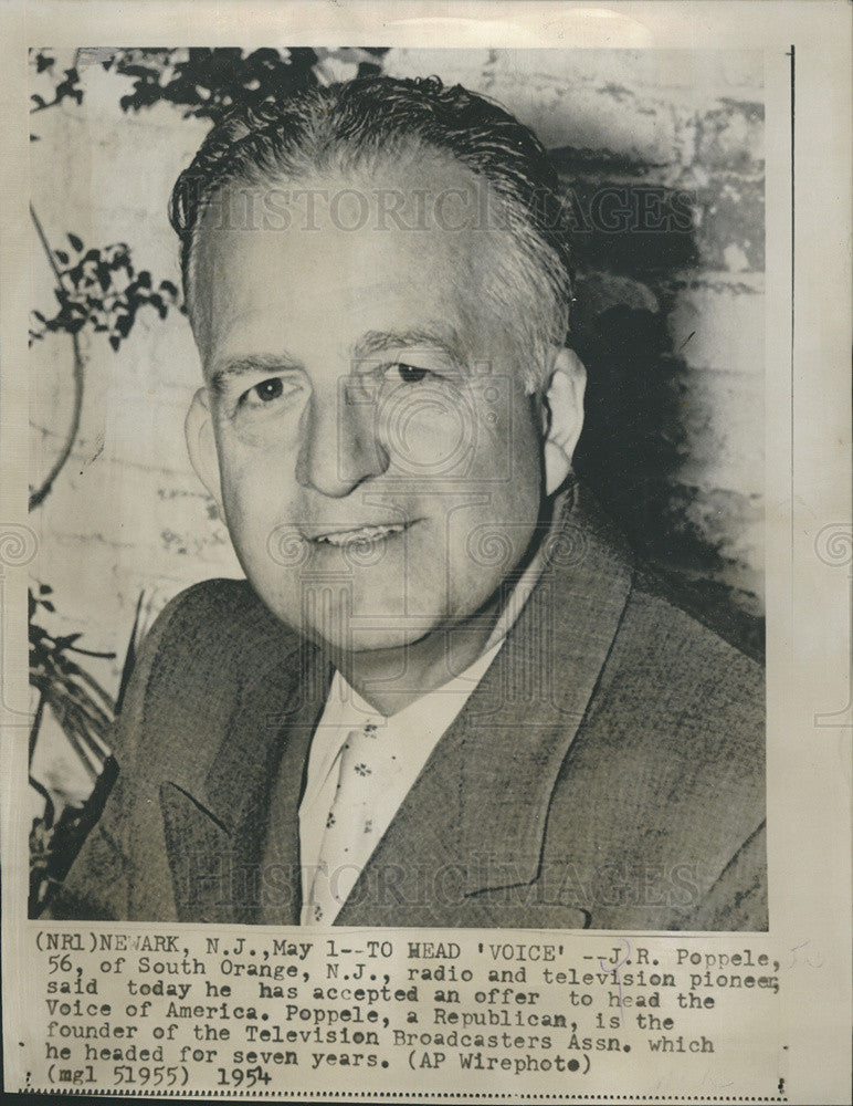 1954 Press Photo TV Broadcaster J.R. Poppele is to Head  Voice Of America, VOA - Historic Images