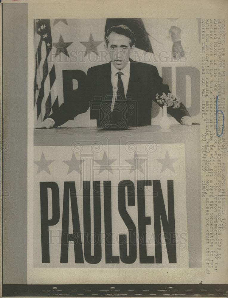 1971 Press Photo Pat Paulsen Oregon primary Minnie Peral running mate comedian - Historic Images