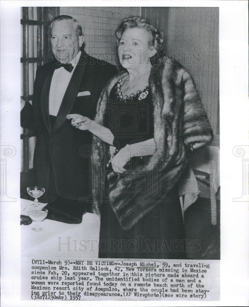 1957 Press Photo New Yorkers Joseph Michel And Edith Hallock Mexico Trip - Historic Images