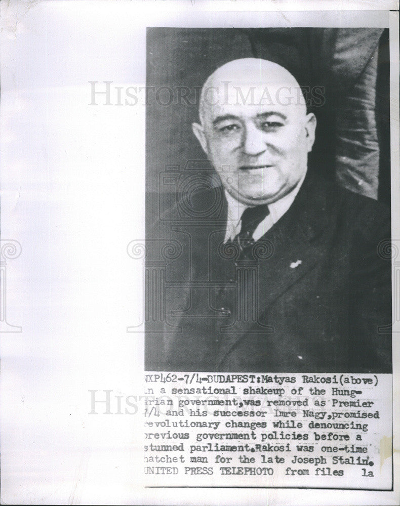 1953 Press Photo Former Hungarian Premier Matyas Rakosi Portrait - Historic Images