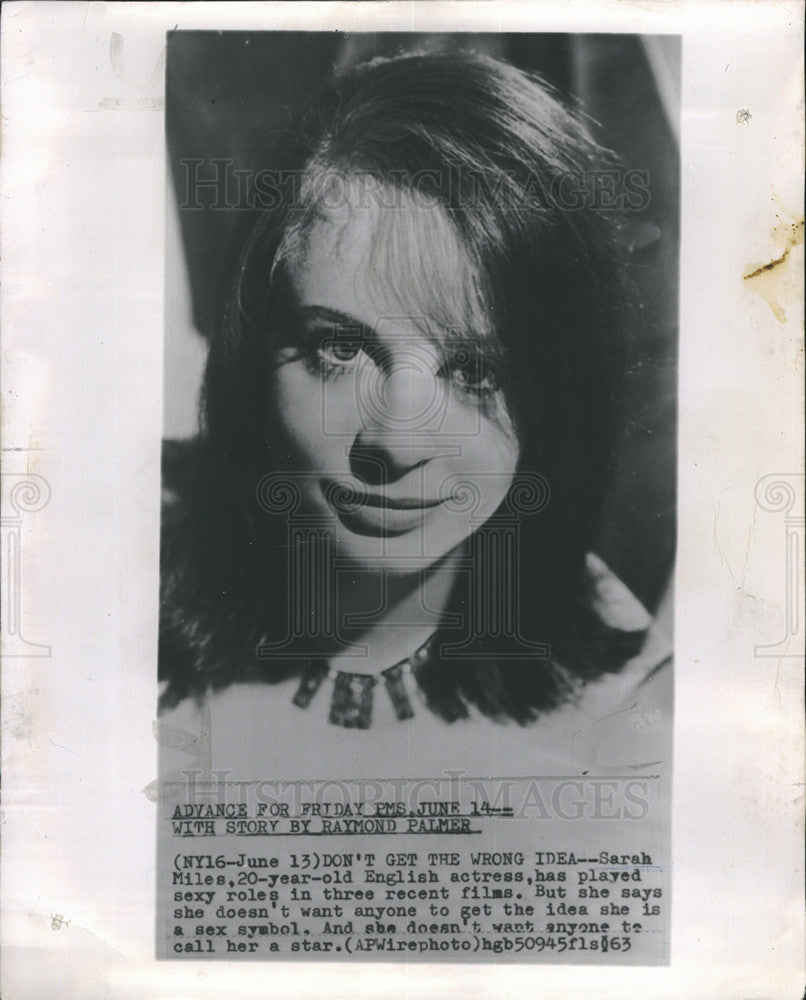 1963 Press Photo British Actress Sarah Miles Closeup Portrait - Historic Images