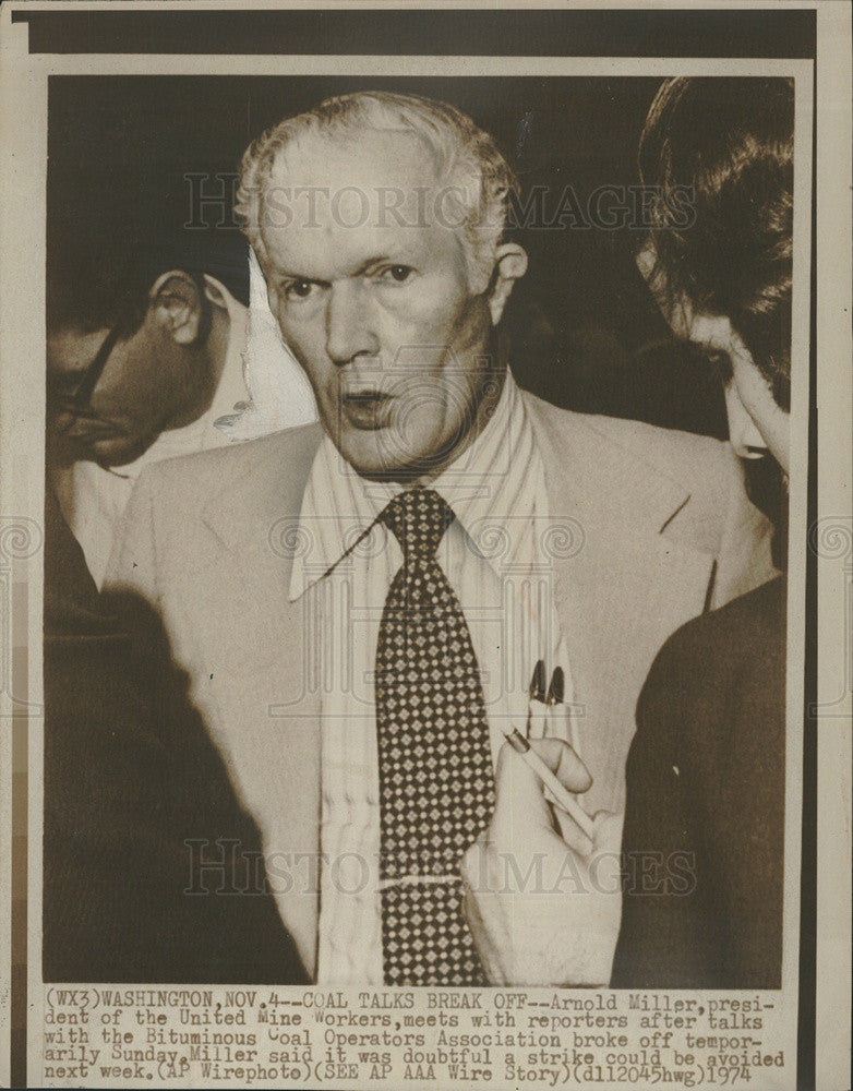 1974 Press Photo United Mine Workers President Arnold Miller - Historic Images