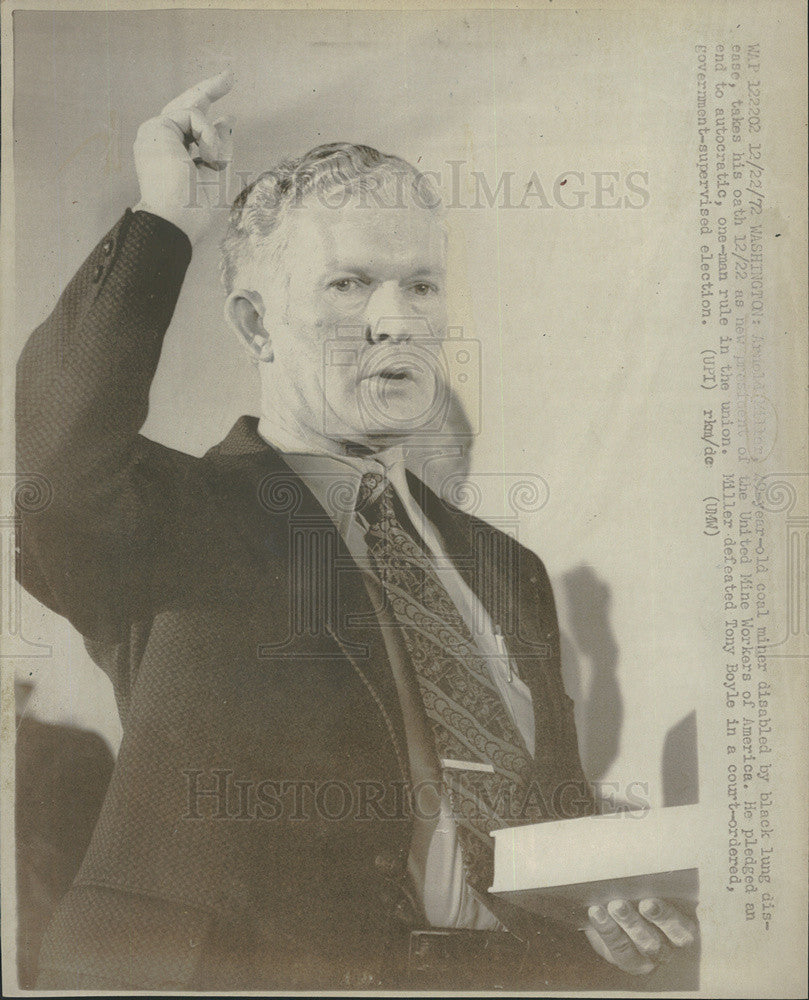 1972 Press Photo Coal Miner Arnold Miller New United Mine Workers President - Historic Images