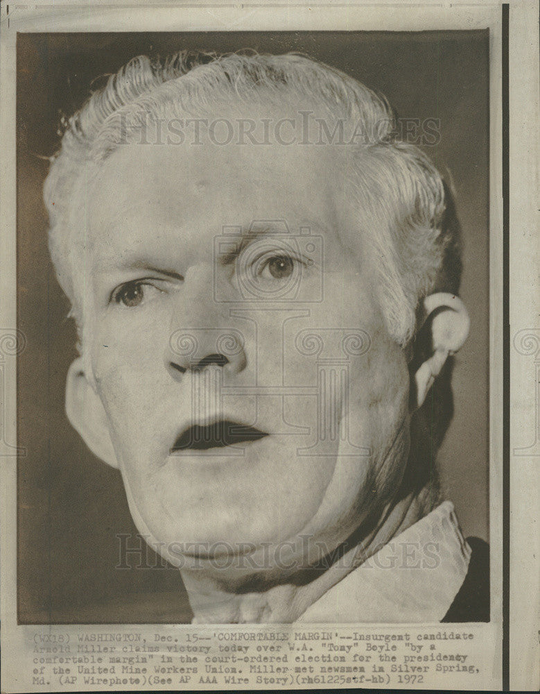 1972 Press Photo United Mine Workers New President Arnold Miller After Victory - Historic Images