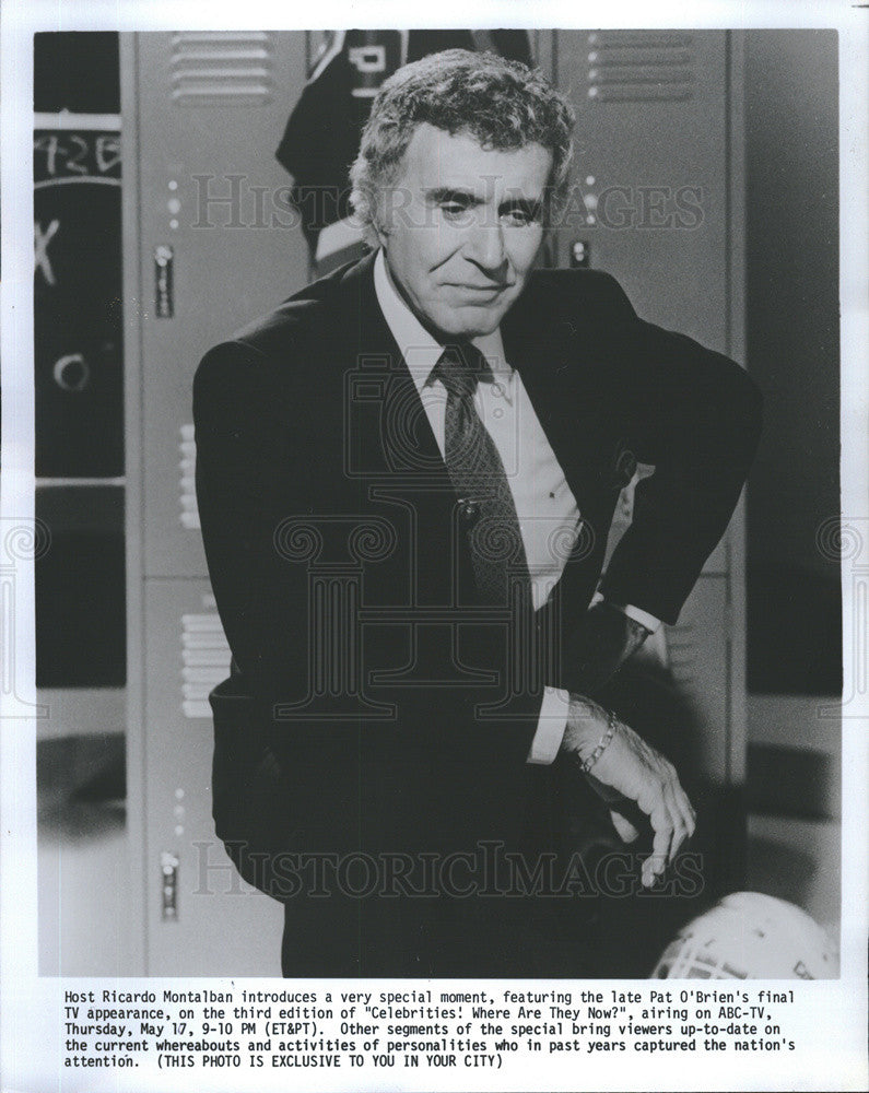 1984 Press Photo Actor Ricardo Montalban Hosts &quot;Celebrities! Where Are They Now&quot; - Historic Images