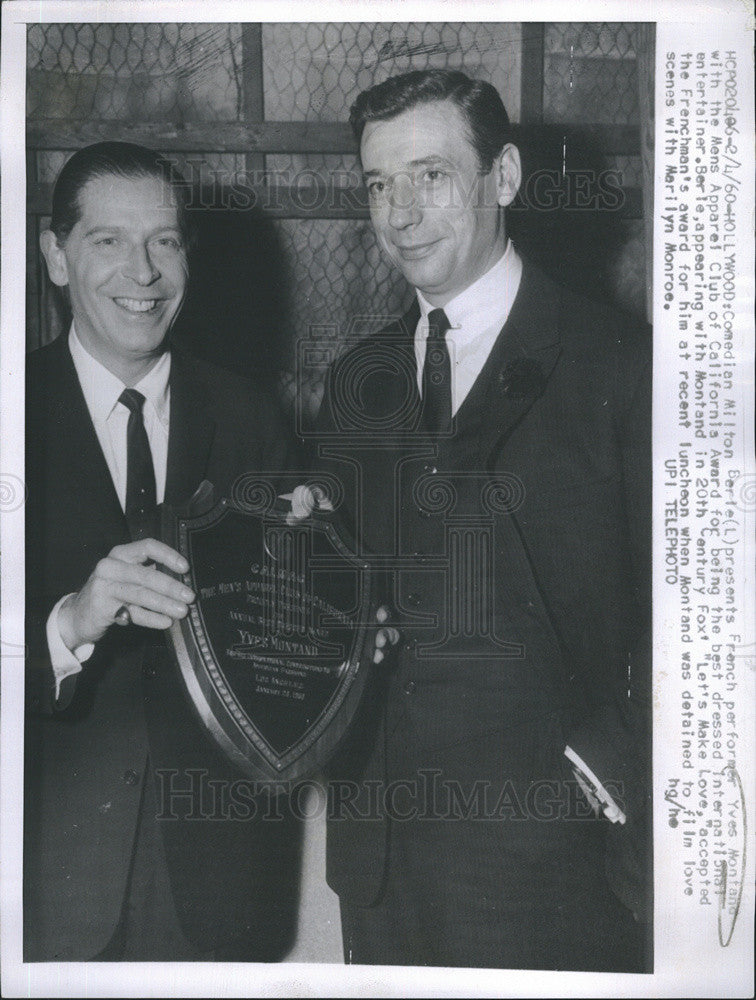 1960 Press Photo Comedian Milton Berle with French Performer Yves Montana - Historic Images