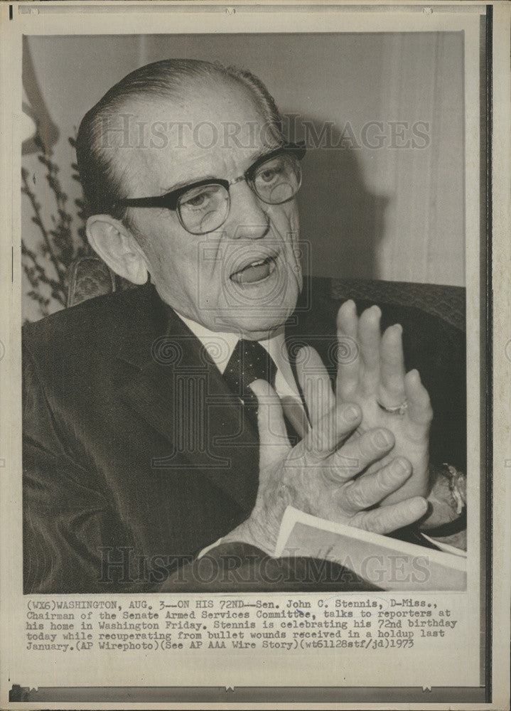1973 Press Photo MS Senator John C. Stennis Chairman Armed Services Committee - Historic Images