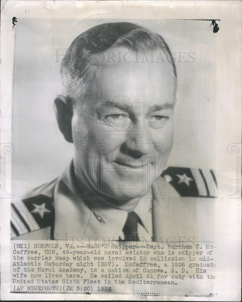 1952 Press Photo Capt. Burnham C. McCaffree - Historic Images