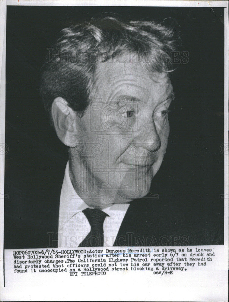 1965 Press Photo Actor Burgess Meredith West Hollywood California - Historic Images