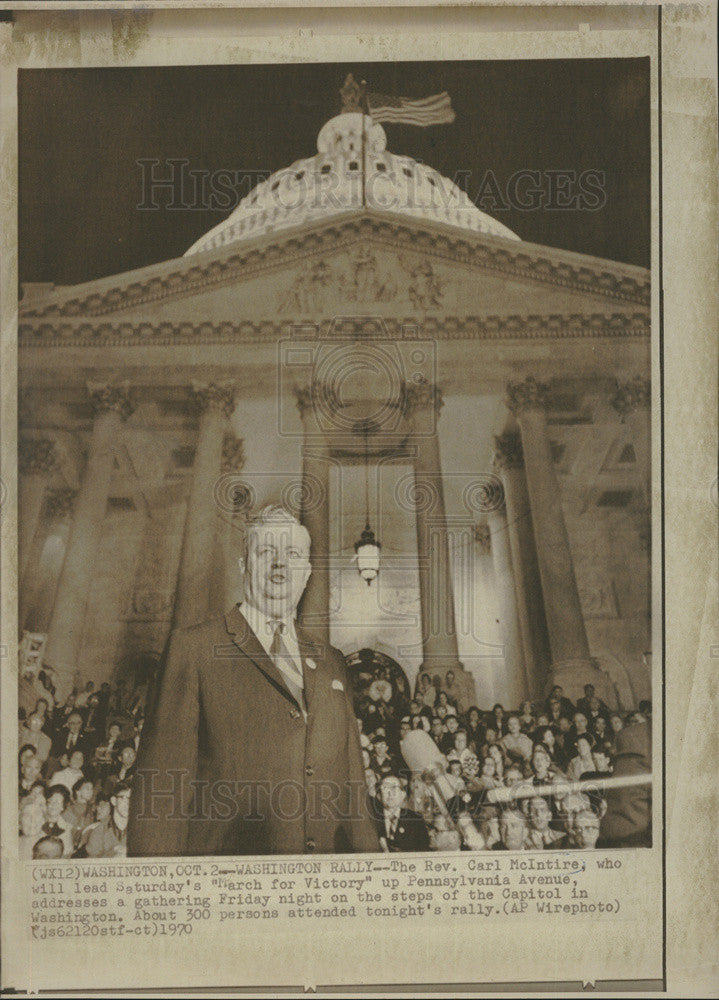 1970 Press Photo Reverend Carl McIntire Capitol Building Washington D.C. Rally - Historic Images