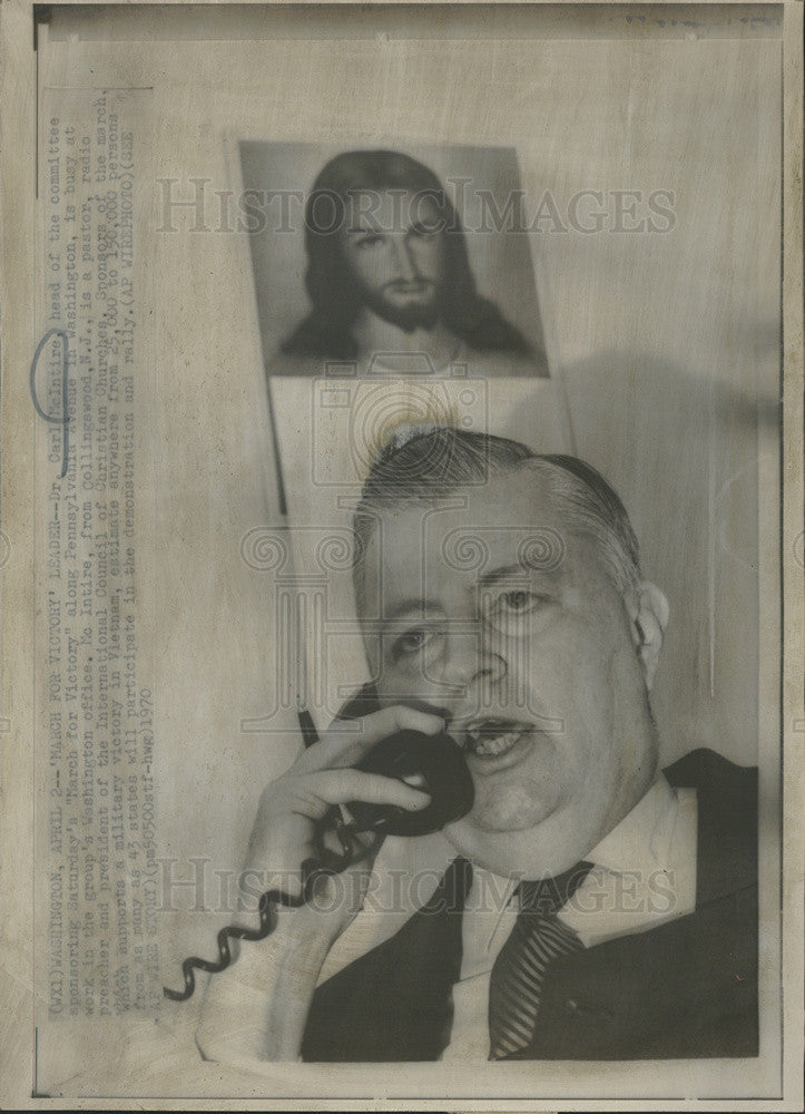 1970 Press Photo Reverend Carl McIntire March For Victory Rally Washington D.C. - Historic Images