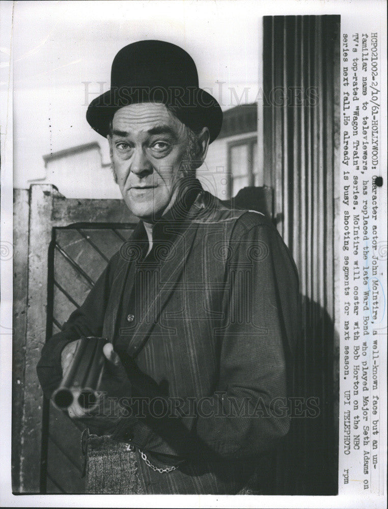 1961 Press Photo John McIntire in &quot;Wagon Train&quot; - Historic Images