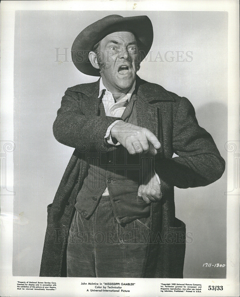 1958 Press Photo John McIntire in &quot;Mississippi Gambler&quot; - Historic Images