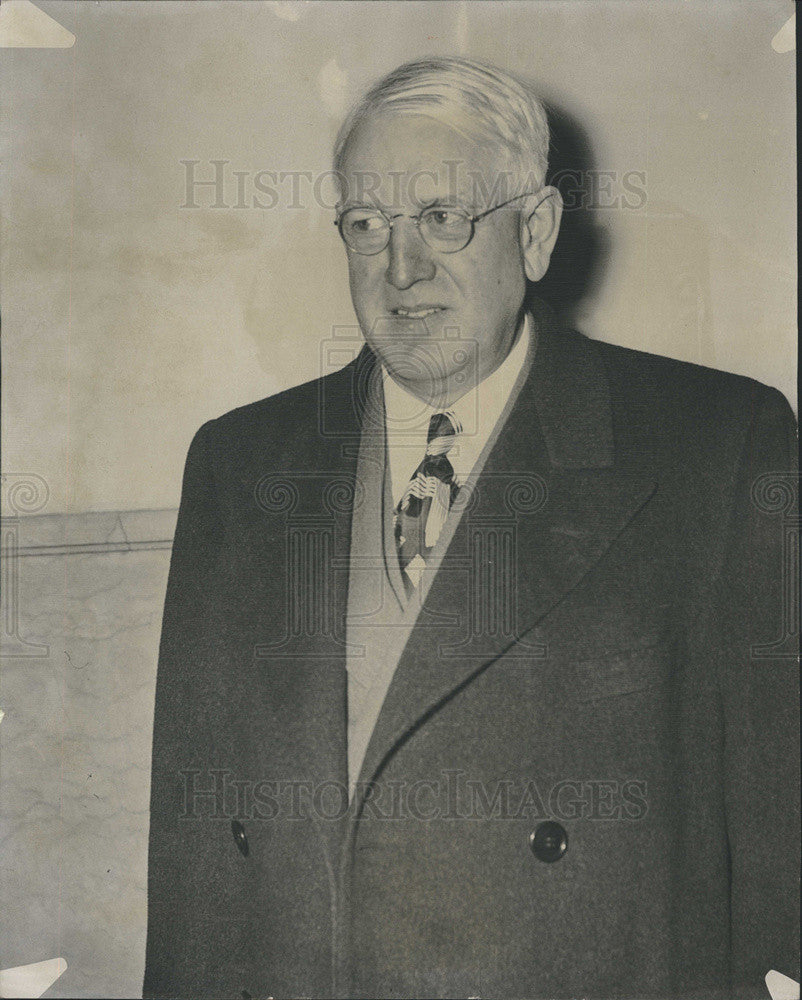 1947 Press Photo George B. McKibben Testimony Burnham Building - Historic Images