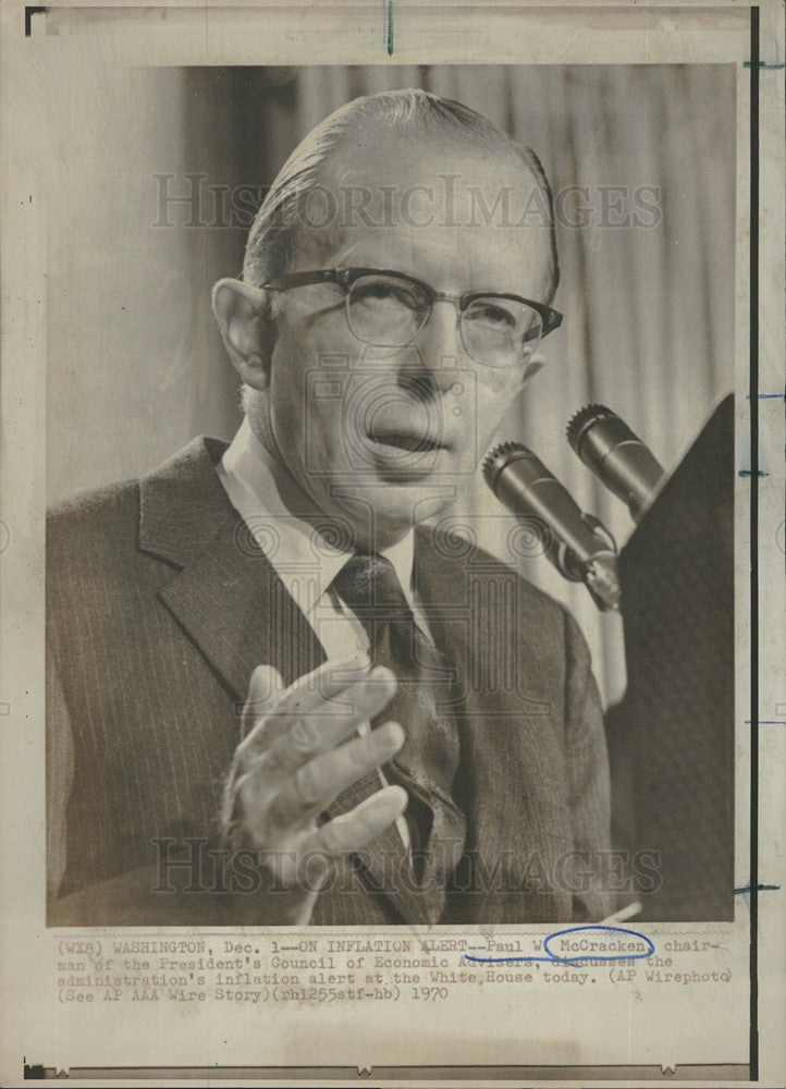 1970 Press Photo Paul McCracken chairman President Council Economic Advisers - Historic Images