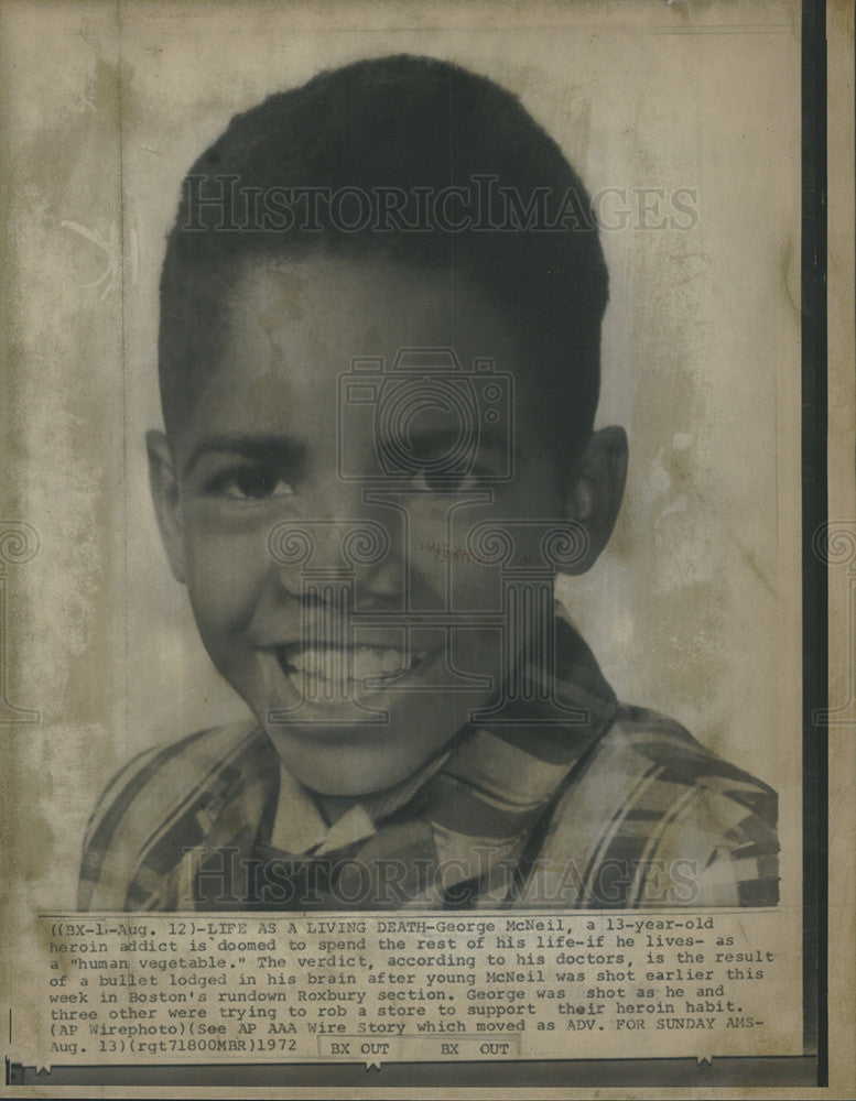 1972 Press Photo George McNeil, 13-Year-Old Heroin Addict - Historic Images