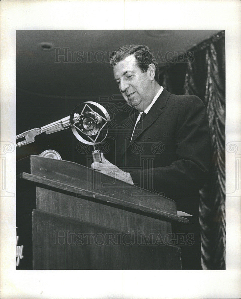1968 Press Photo Radio Personality Don McNeill Accepts Replica Radio Microphone - Historic Images