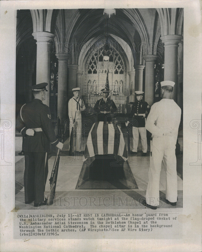 1965 Press Photo Ambassador Adlai Stevenson at Bethlehem Chapel in Washington. - Historic Images