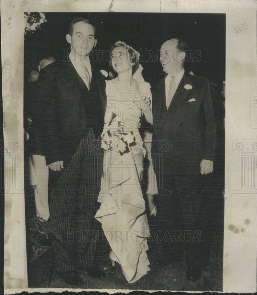 1955 Press Photo of Wedding of Adlai Ewing Stevenson and Nancy Lewis Andrerson. - Historic Images