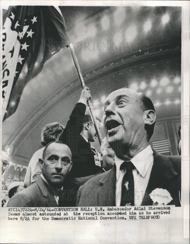 1964 Press Photo U.N. Ambassador Adlai Stevenson, Democratic National Convention - Historic Images