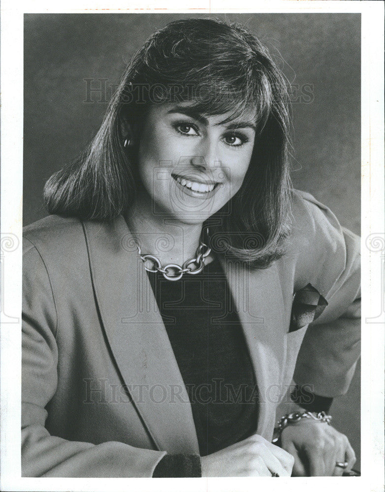 1987 Press Photo Kathleen Sullivan on &quot;CBS Morning News Broadcast&quot; - Historic Images