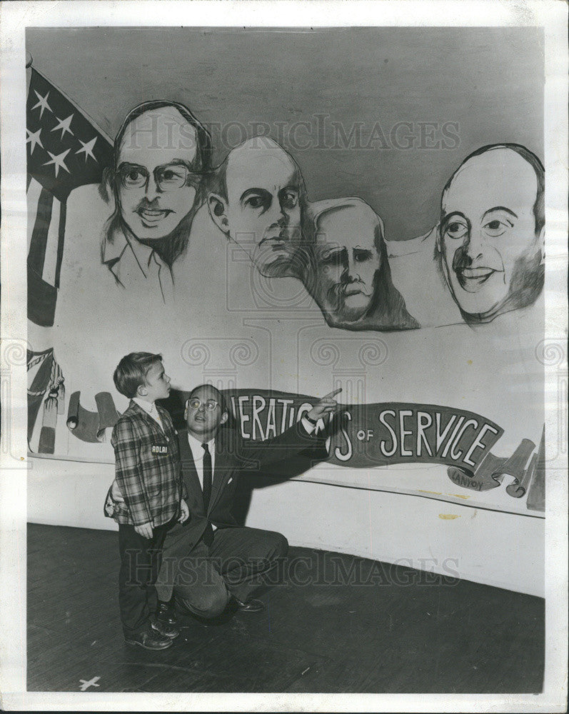 1984 Press Photo Adlai Stevens tells his son about his ancestors - Historic Images