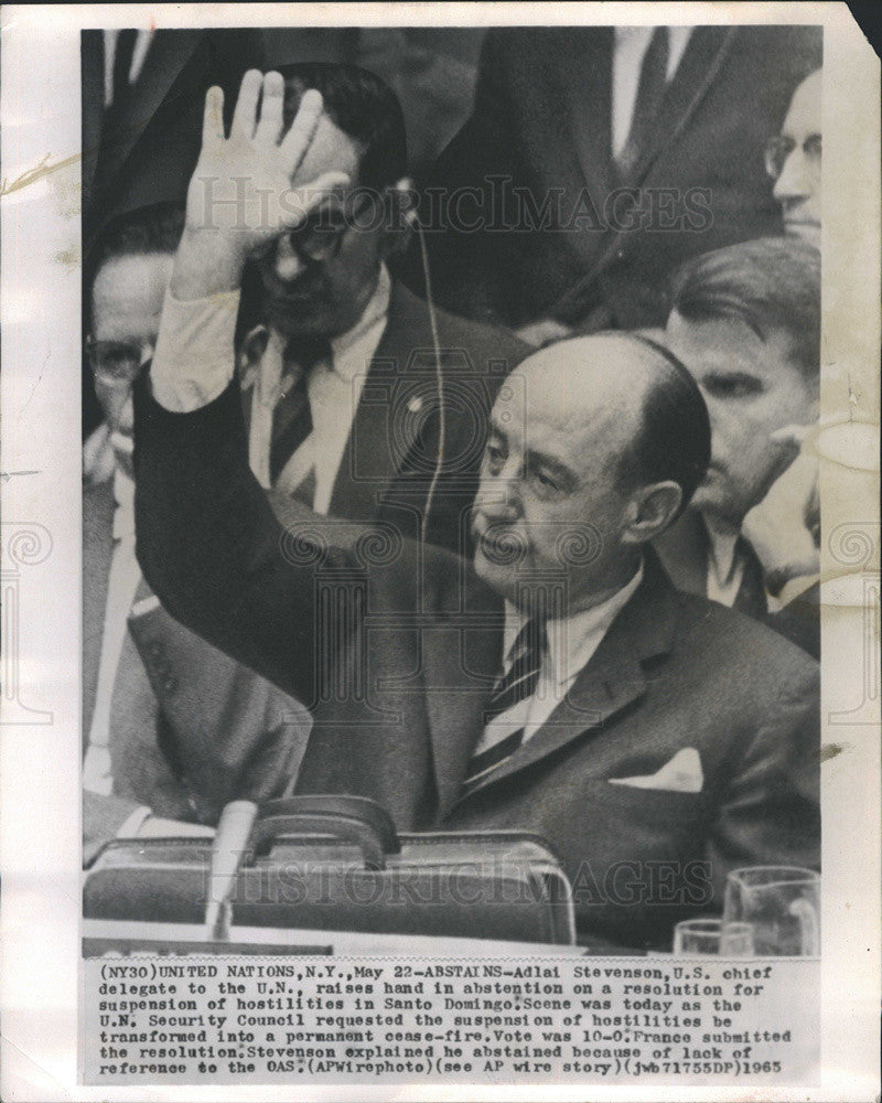 1965 Press Photo Adlai Stevenson, U.S. Chief Delegate to U.N. - Historic Images