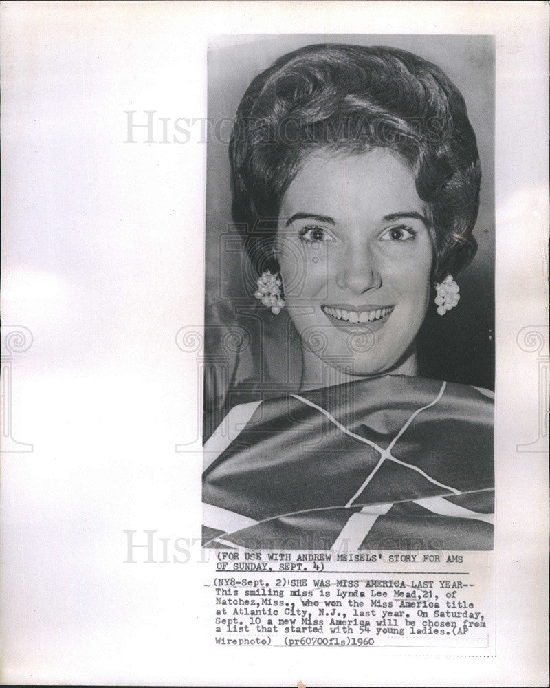 1960 Press Photo Former Miss America Lynda Lee Mead - Historic Images