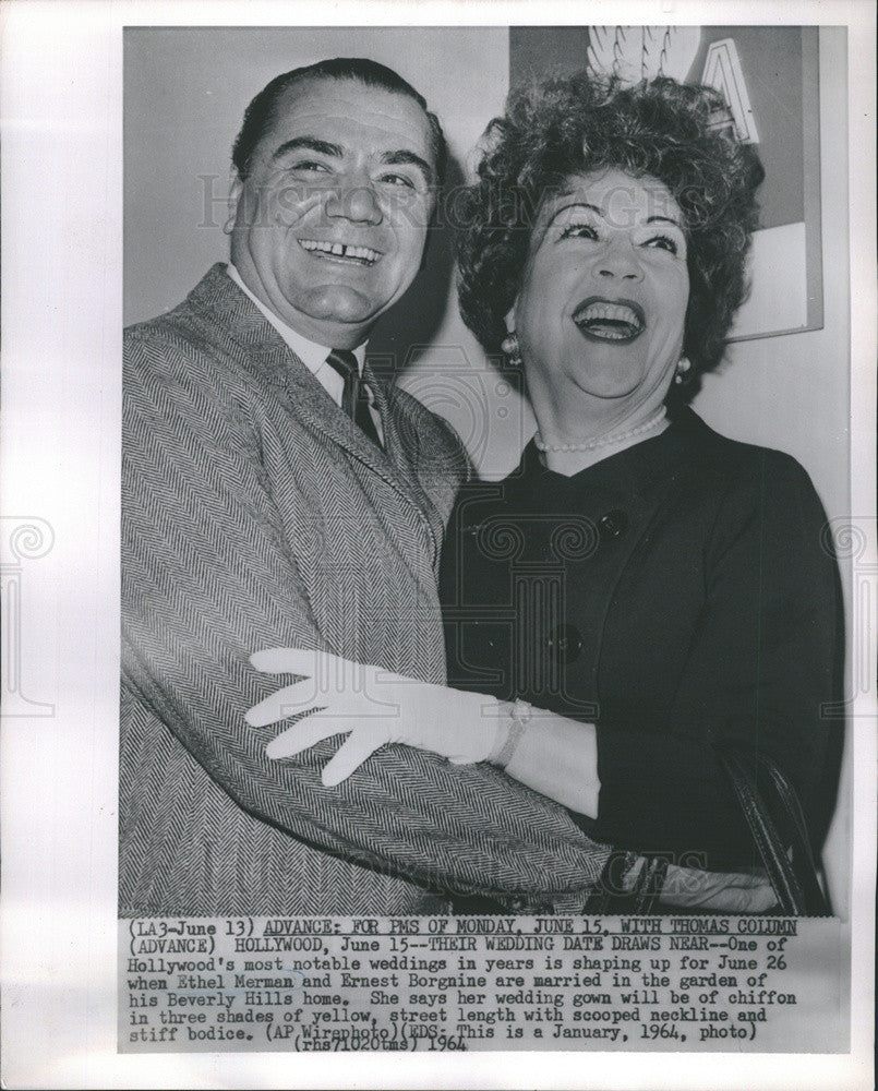 1964 Press Photo actress Ethel Merman Ernest Borgnine married - Historic Images