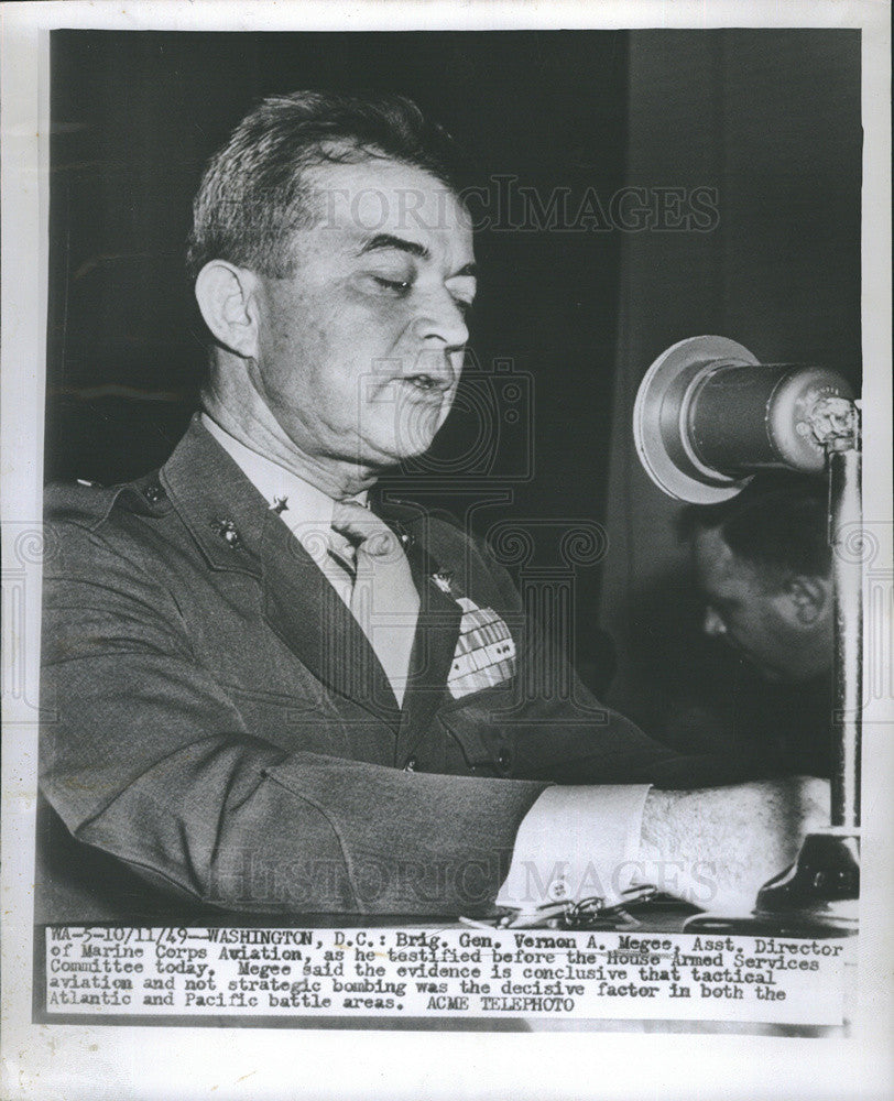 1949 Press Photo Brig General Vernon Megee Asst Director if Marine Corp Aviation - Historic Images