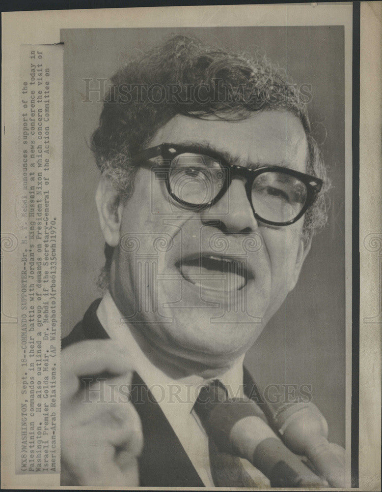 1970 Press Photo Dr Mehdi Chairman of American Arab  Affairs - Historic Images